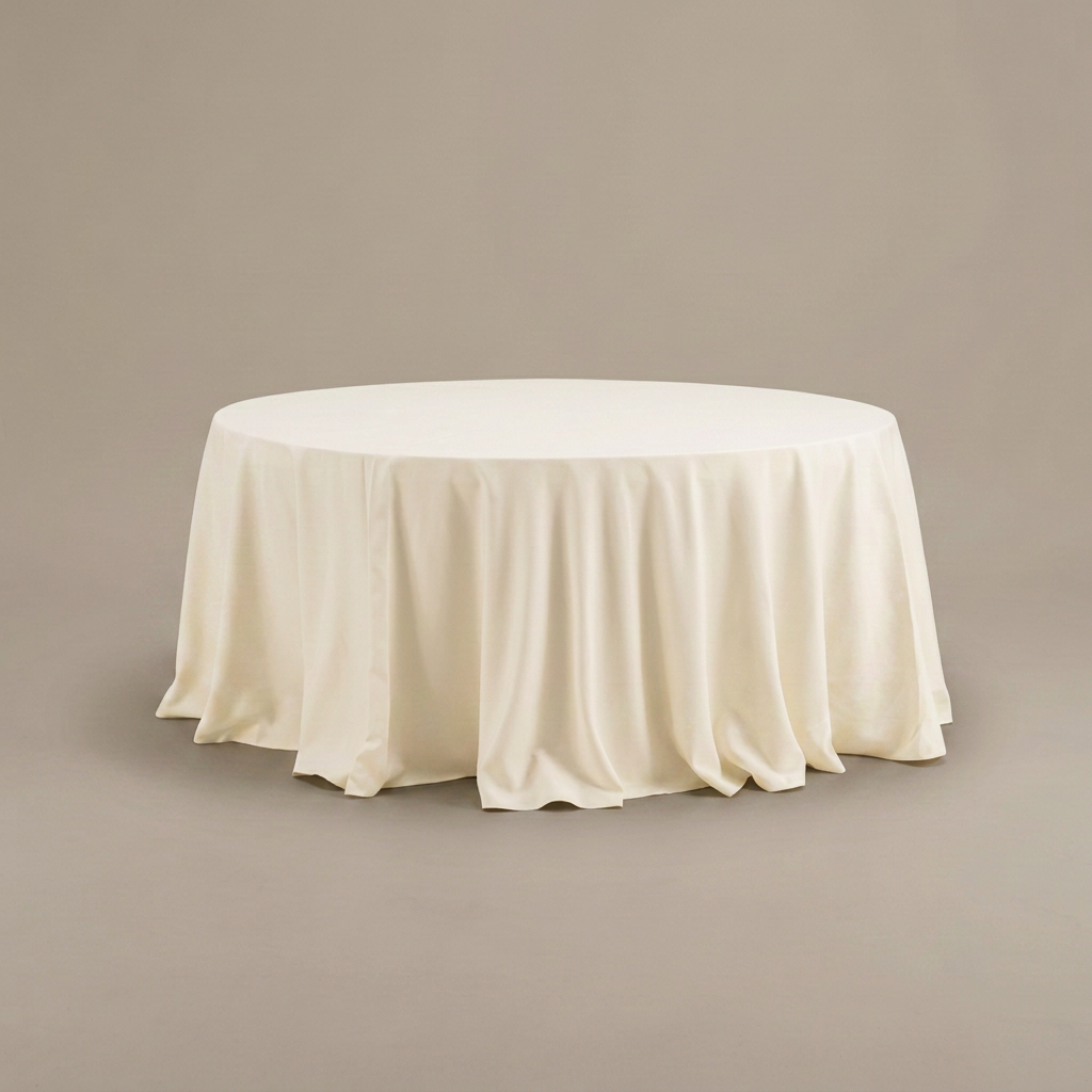 Round table with linen